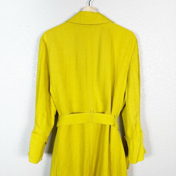 Ann Taylor Women’s Linen Blend Double Breasted Trench Coat Jacket in Yellow XXL - Picture 7 of 15